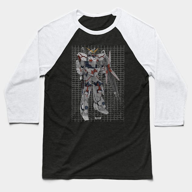 RX-0 Unicorn Gundam Baseball T-Shirt by gblackid